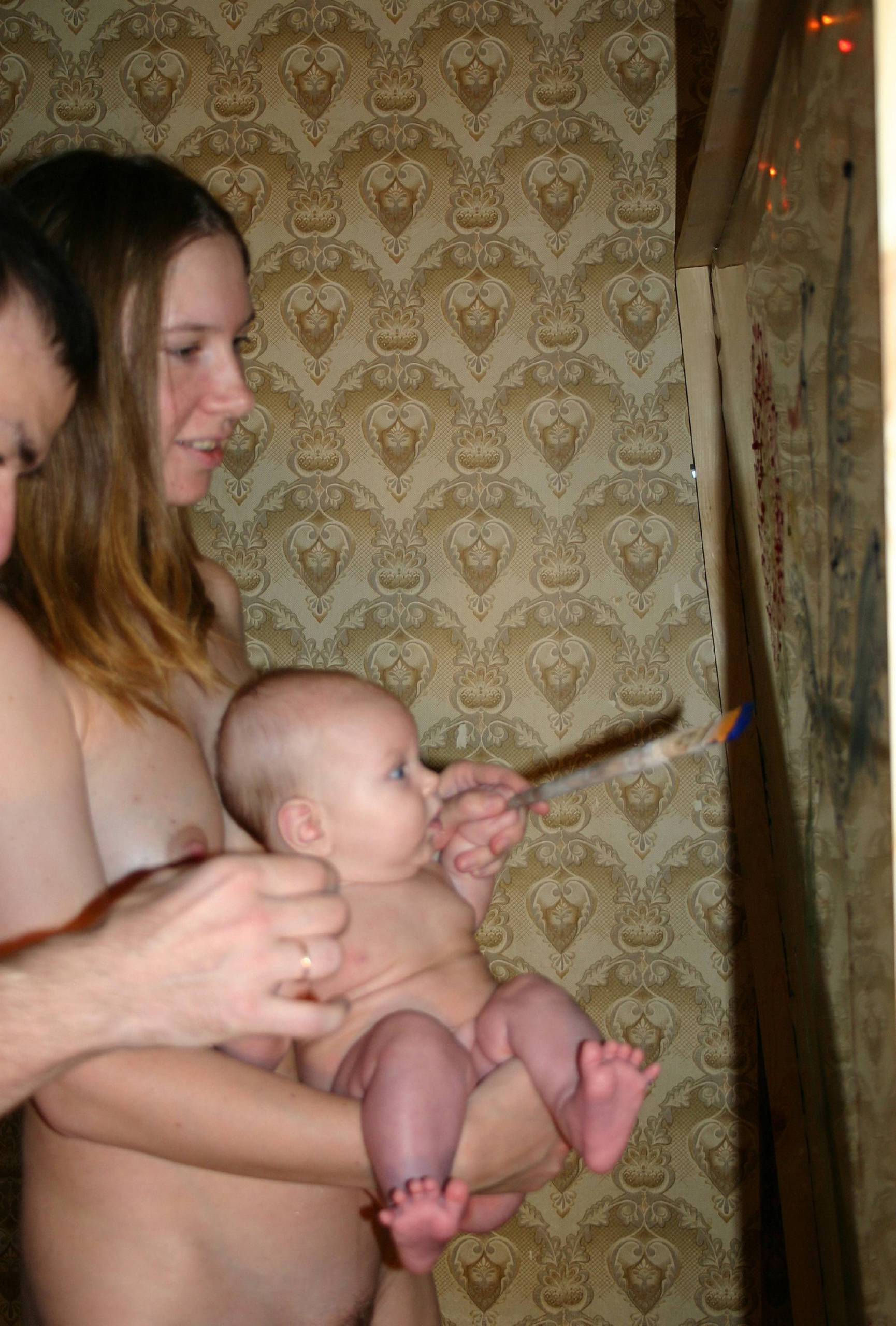 Nudist Pics Teach The Baby To Paint - 1