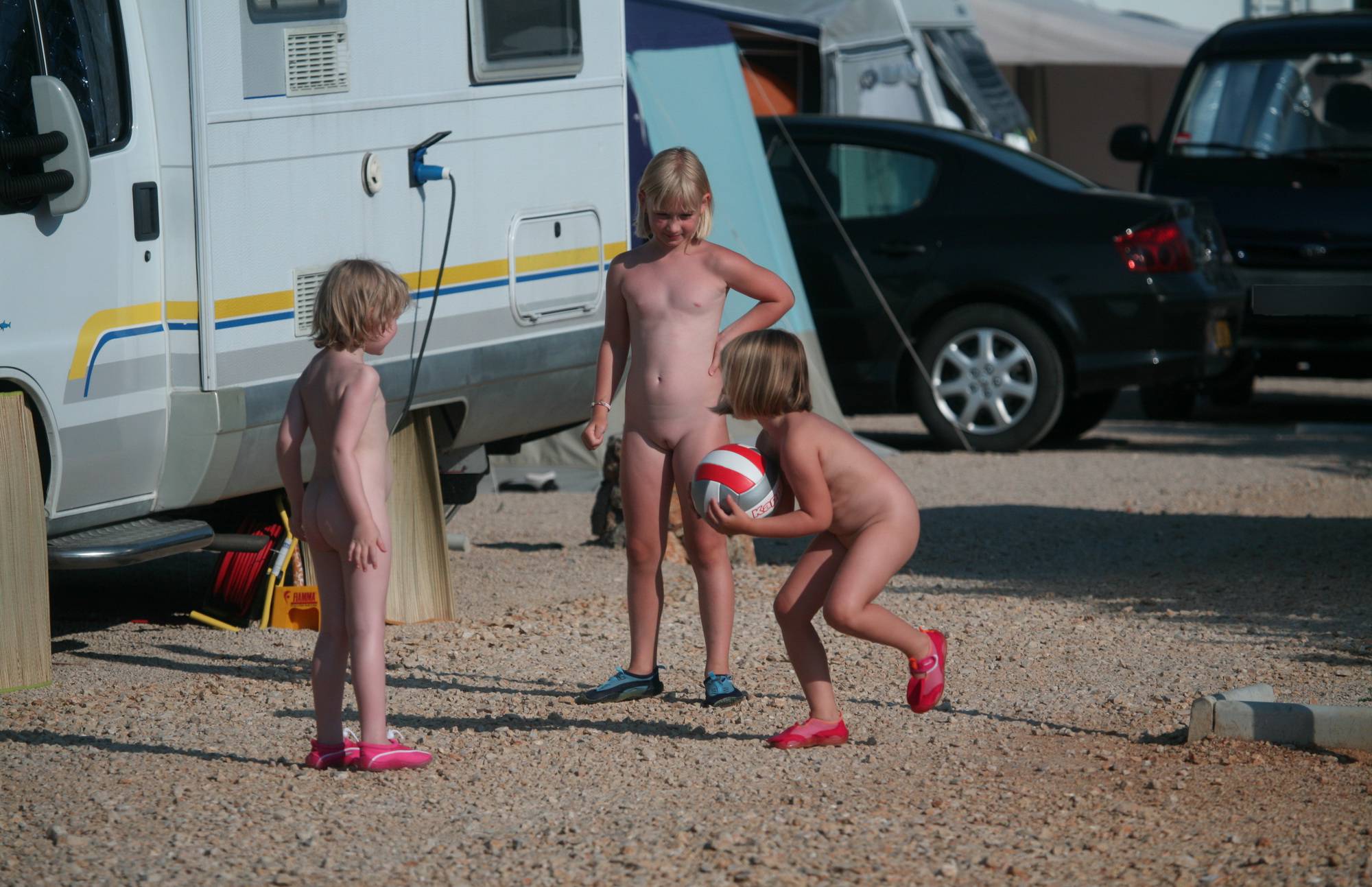 Nudist Pictures Three Naturist Kids By RV - 2